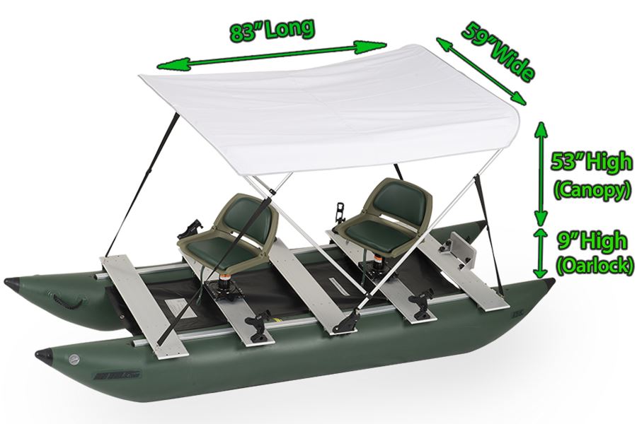 Sea Eagle 375fc FoldCat 1-2-Persons Inflatable Fishing Pontoon Boat,  Lightweight & Portable, w/2 Green Swivel Seats, Pedestal, Oar Set, Scotty  Rod